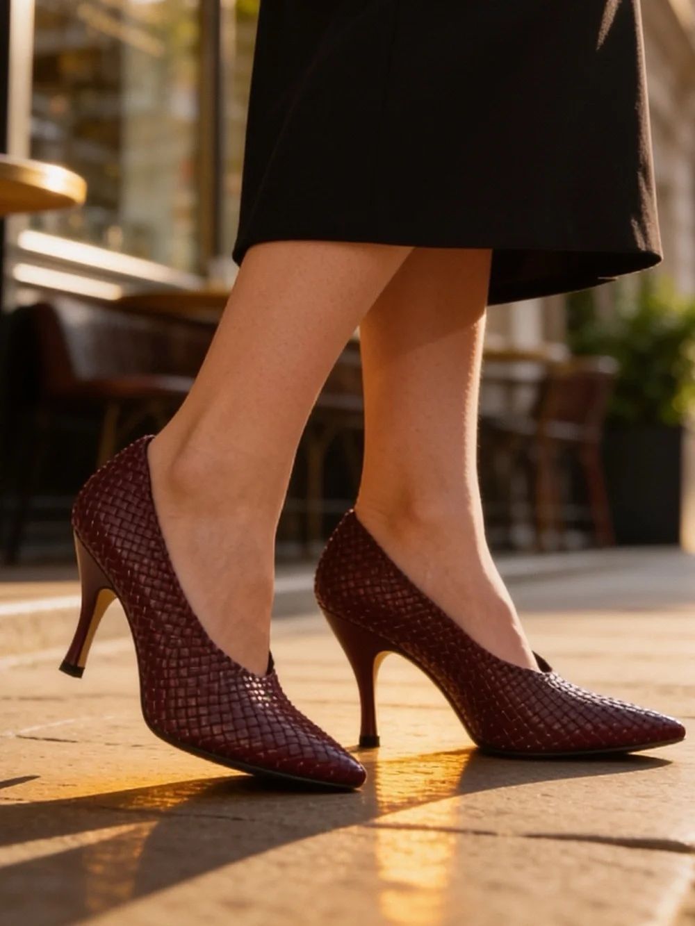 Tory Burch Women's Burgundy Woven Pointed-Toe Heels size 9M